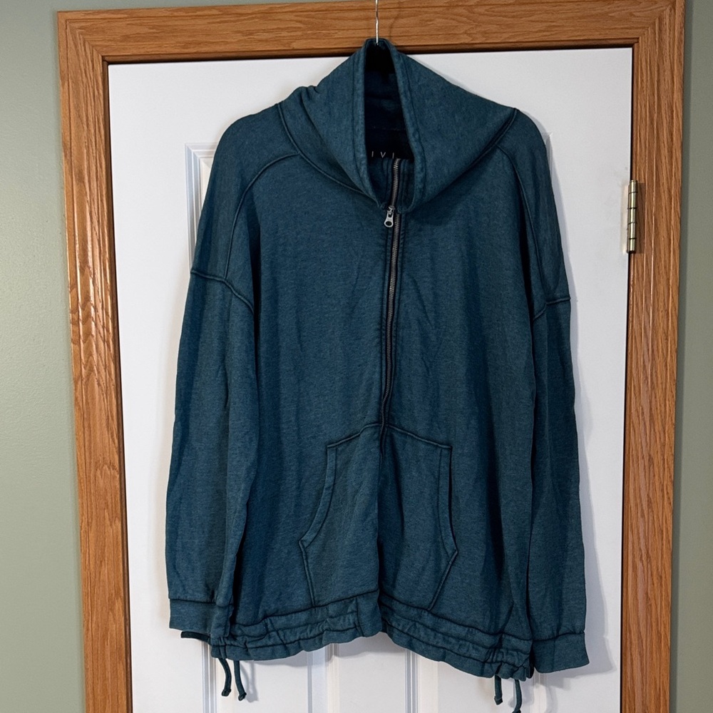 NWT LIVI Teal Zip-Up Cowl Sweatshirt size 18/20